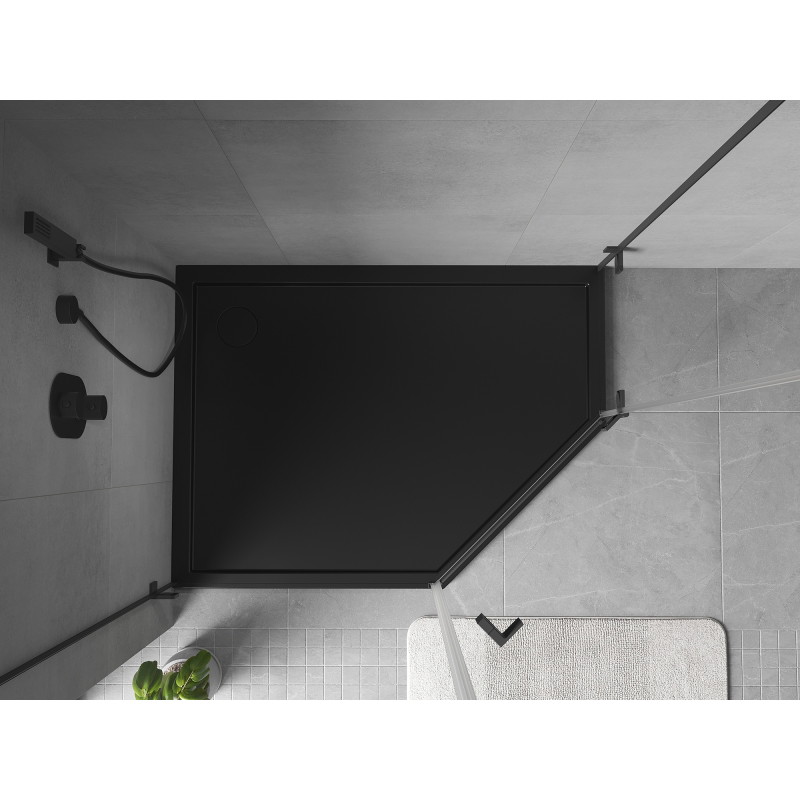 Mexen Flow viiekujuline dušialus slim vasak 100 x 80 cm, must matt - 46P708010L