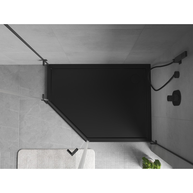 Mexen Flow viiekandiline õhuke dušinurk parempoolne 100 x 80 cm, must matt - 46P708010R