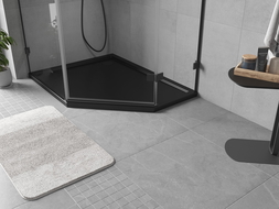 Mexen Flow kwartronde douchebak slim links 100 x 90 cm, zwarte mat - 46P709010L