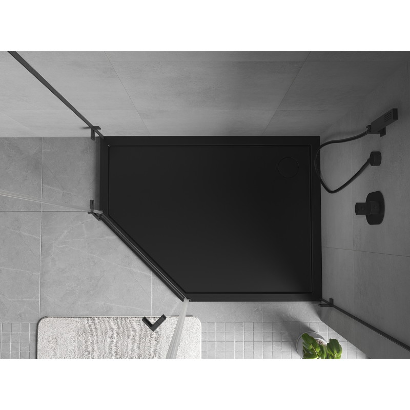 Mexen Flow brodzik pięciokątny slim prawy 100 x 90 cm, czarny mat - 46P709010R