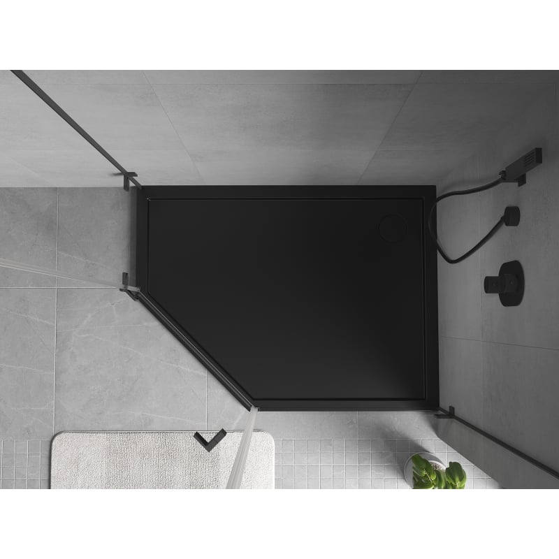 Mexen Flow slim peterokutna tuš kada desna 100 x 90 cm, crna mat - 46P709010R