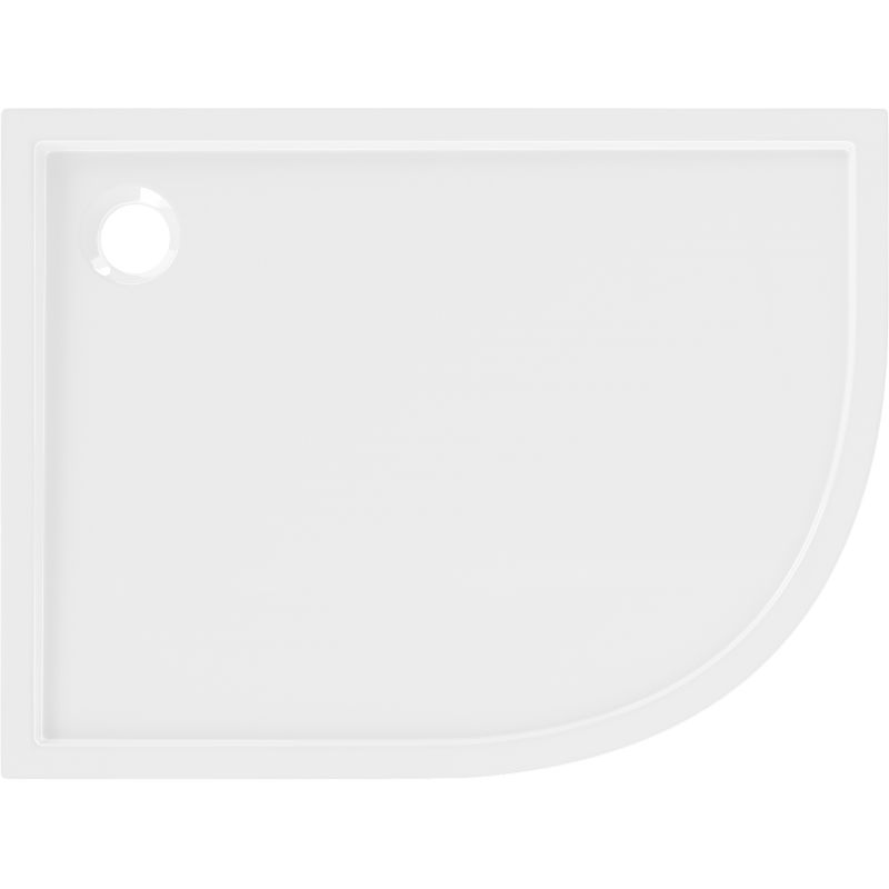 Mexen Flow base de duche semicircular assimétrica slim esquerda 90 x 80 cm, branco brilhante - 46Q108090L