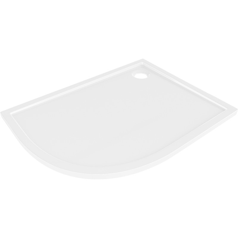 Mexen Flow asimetrična desna polukružna tuš kada slim 90 x 80 cm, bijeli sjaj - 46Q108090R