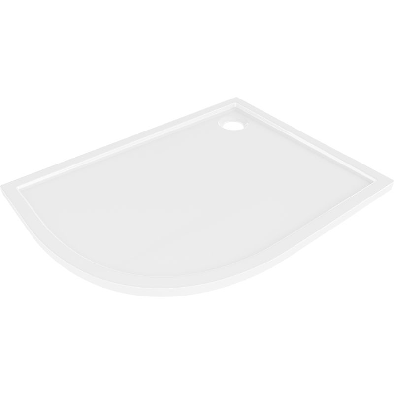 Mexen Flow polkrožni asimetrični slim desni tuš 90 x 80 cm, bel sijaj - 46Q108090R