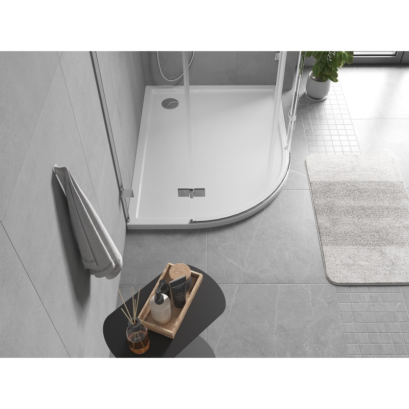 Mexen Flow poolümmargune asümmeetriline slim parempoolne 90 x 80 cm, valge läige - 46Q108090R