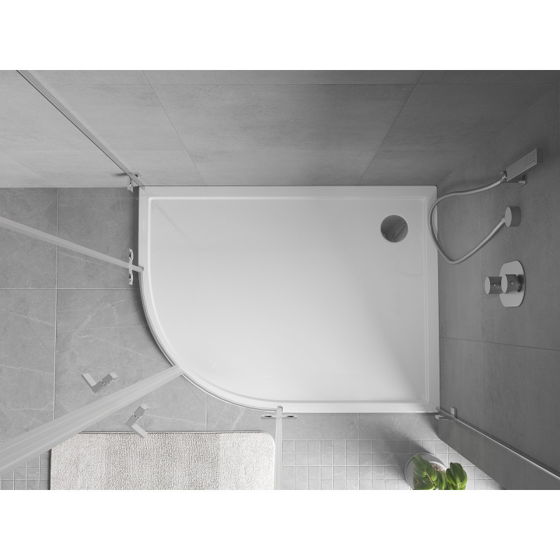 Mexen Flow poolümmargune asümmeetriline slim parempoolne 90 x 80 cm, valge läige - 46Q108090R