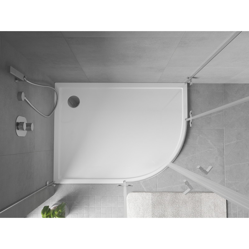 Mexen Flow brodzik półokrągły asymetryczny slim lewy 100 x 80 cm, biały połysk - 46Q108010L