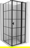 Mexen Mist T Duschkabine Drehbar Rechts 90 x 90 cm, Schwarzes Gitter, Schwarz - 8A4T-090-090-70-77-P