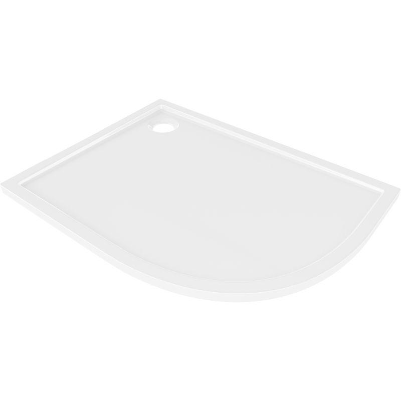 Mexen Flow asymmetrische slanke halve ronde douchebak links 100 x 90 cm, glanzend wit - 46Q109010L