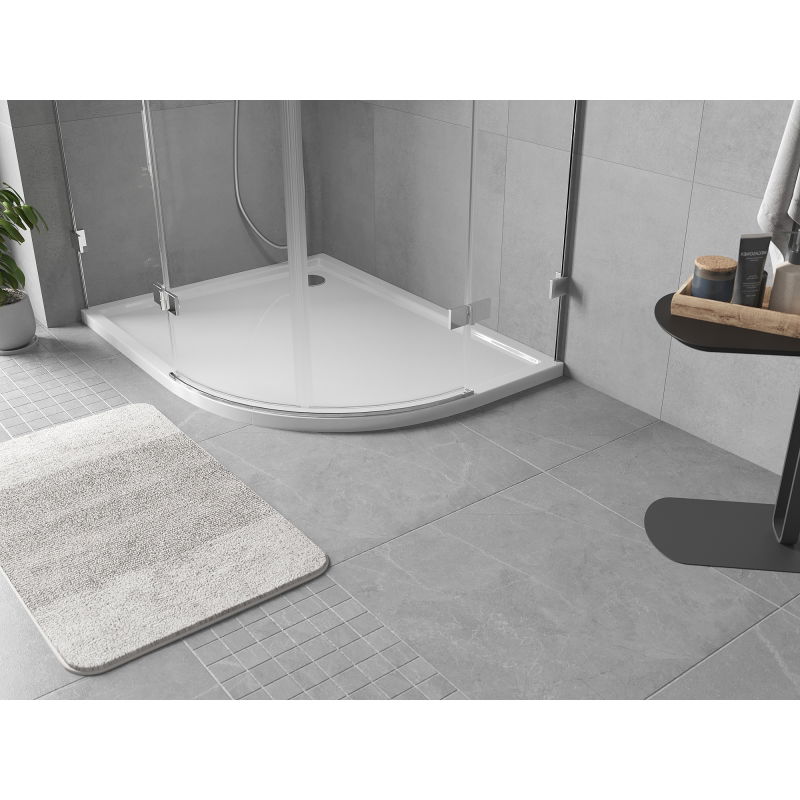 Mexen Flow base de duche assimétrica meia-lua slim esquerda 100 x 90 cm, branco brilhante - 46Q109010L