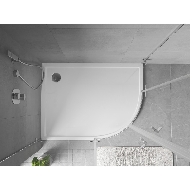 Mexen Flow dušialus poolringikujuline, asümmeetriline, madal, vasak 100 x 90 cm, valge läige - 46Q109010L