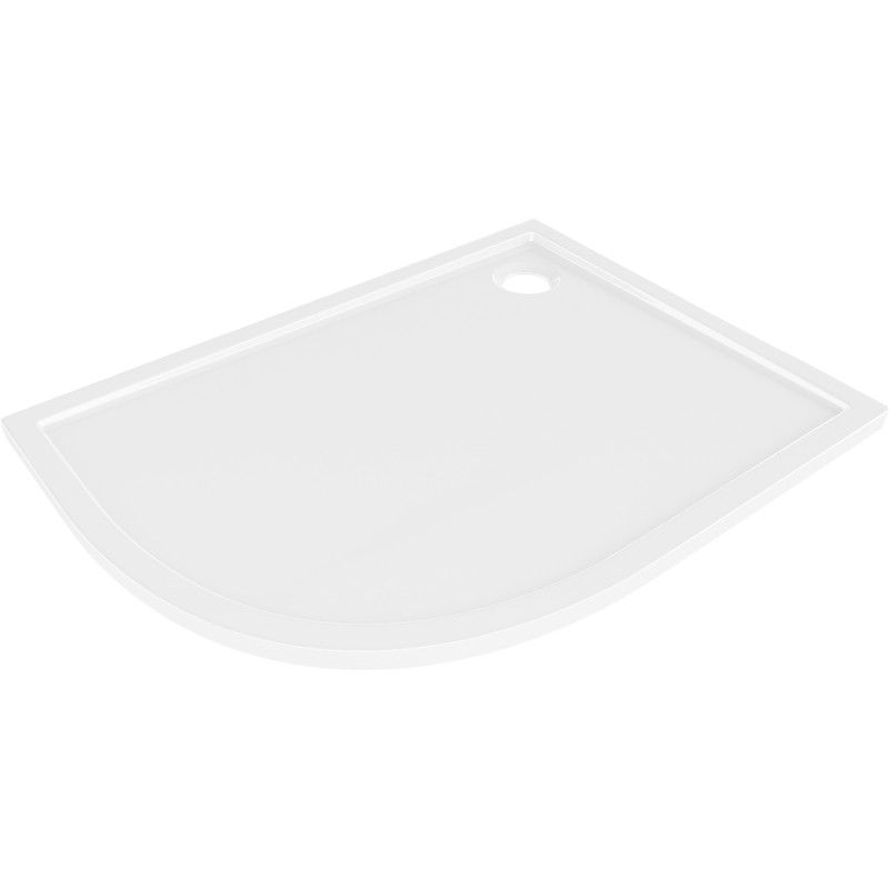 Mexen Flow brodzik półokrągły asymetryczny slim prawy 100 x 90 cm, biały połysk - 46Q109010R