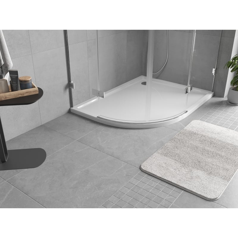 Mexen Flow brodzik półokrągły asymetryczny slim prawy 100 x 90 cm, biały połysk - 46Q109010R
