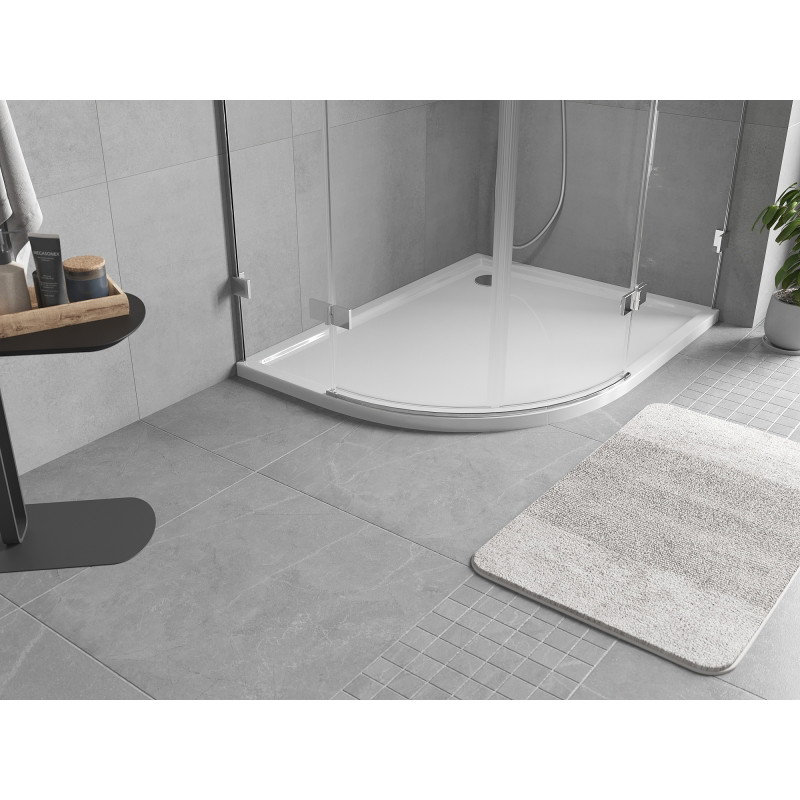Mexen Flow polukružna asimetrična slim tuš kada desna 100 x 90 cm, bijeli sjaj - 46Q109010R