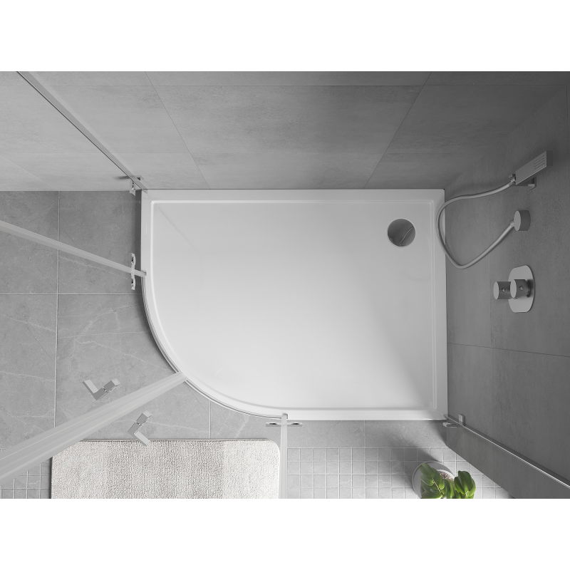 Mexen Flow asymmetrische halve rondslim douchebak rechts 100 x 90 cm, wit glans - 46Q109010R