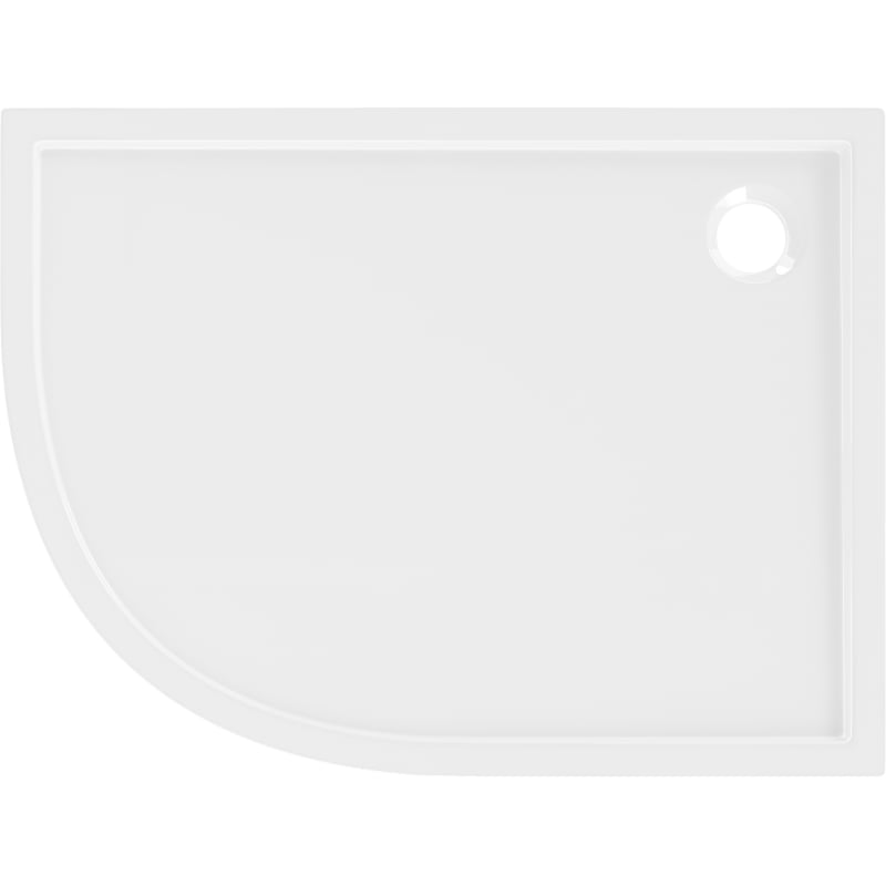 Mexen Flow epäsymmetrinen ohut oikea puoliympyrän muotoinen suihkualusta 100 x 90 cm, valkoinen kiiltävä - 46Q109010R