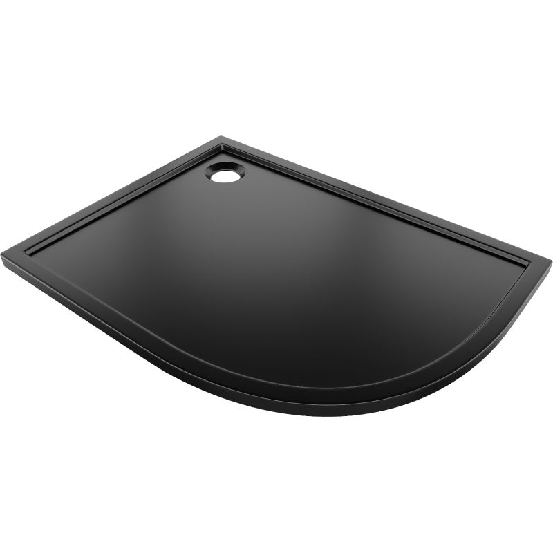 Mexen Flow asymmetrische kwartronde douchebak slim links 90 x 80 cm, zwart mat - 46Q708090L