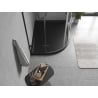 Mexen Flow brodzik półokrągły asymetryczny slim prawy 90 x 80 cm, czarny mat - 46Q708090R