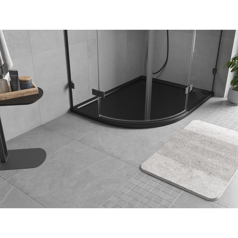 Mexen Flow dušinurk poolümar asümmeetriline slim parempoolne 90 x 80 cm, must matt - 46Q708090R
