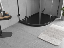 Mexen Flow asymmetrische slim halve cirkel douchebak rechts 90 x 80 cm, zwarte mat - 46Q708090R