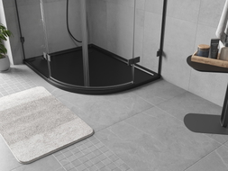 Mexen Flow dušialuse poolringikujuline asümmeetriline slim vasak 100 x 80 cm, must matt - 46Q708010L