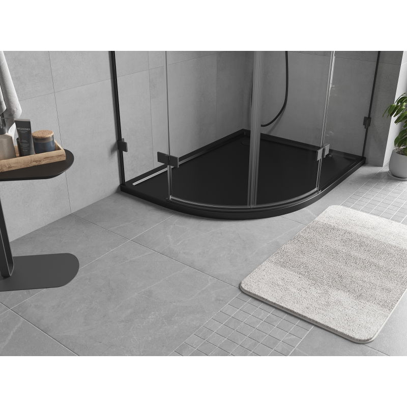 Mexen Flow Halbrunder asymmetrischer Slim-Duschwanne rechts 100 x 80 cm, schwarz matt - 46Q708010R