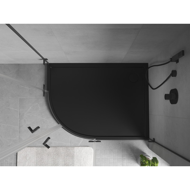 Mexen Flow poolringik asümmeetriline õhuke parempoolne 100 x 80 cm, must matt - 46Q708010R