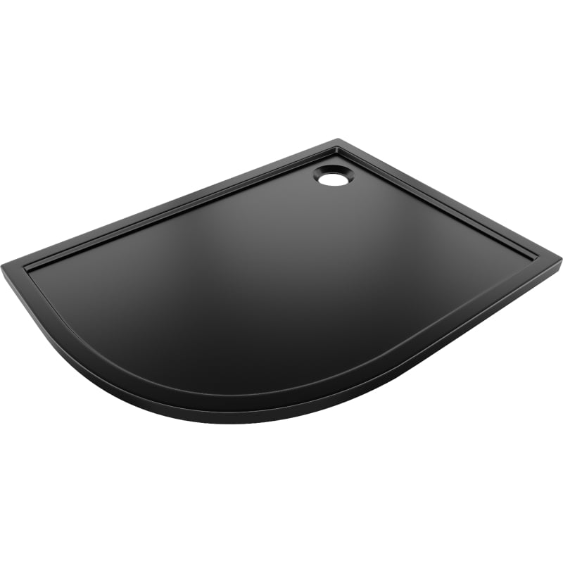 Mexen Flow Duschwanne Halbrund Asymmetrisch Slim Rechts 100 x 90 cm, Schwarz Matt - 46Q709010R