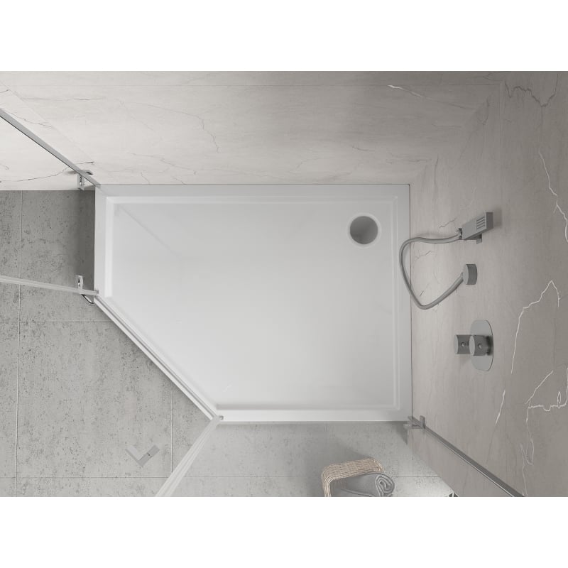 Mexen Flow+ pentagonal shower tray right 90 x 80 cm, white gloss - 46P108090RH