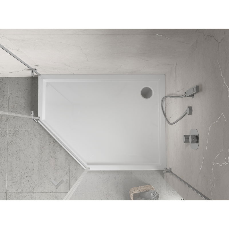 Mexen Flow+ petkotni tuš pravokoten 90 x 80 cm, bel sijaj - 46P108090RH