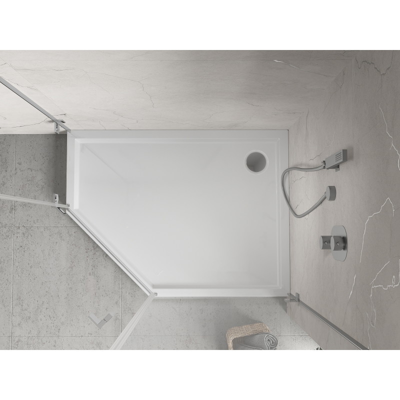 Mexen Flow+ viiekandiline dušinurk parempoolne 90 x 80 cm, valge läige - 46P108090RH