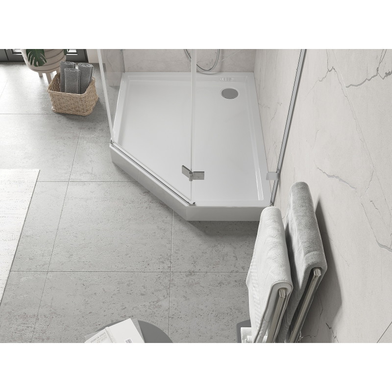 Mexen Flow+ viiekujuline dušialus vasak 100 x 90 cm, valge läige - 46P109010LH
