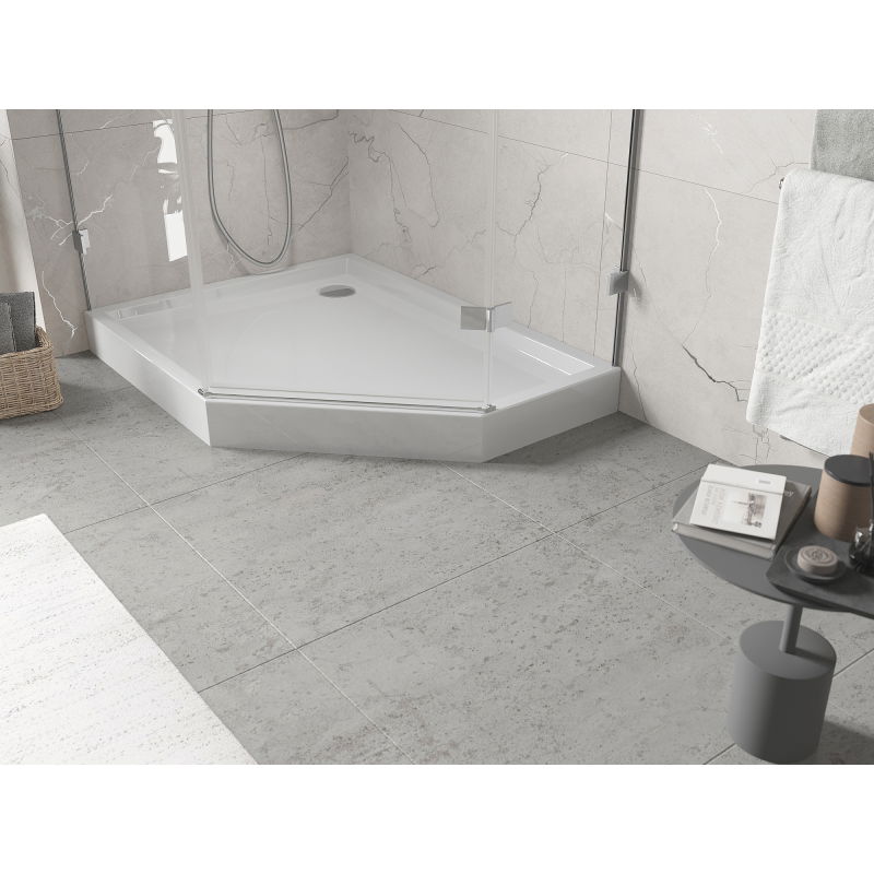 Mexen Flow+ plato de ducha pentagonal izquierdo 100 x 90 cm, blanco brillo - 46P109010LH