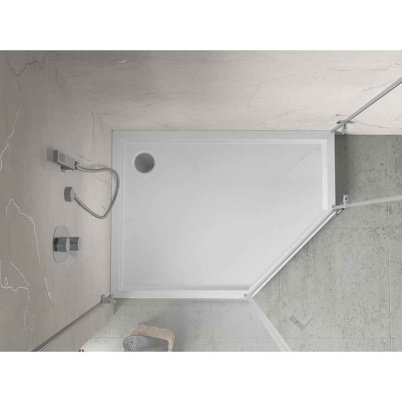 Mexen Flow+ piatto doccia pentagonale sinistro 100 x 90 cm, bianco lucido - 46P109010LH