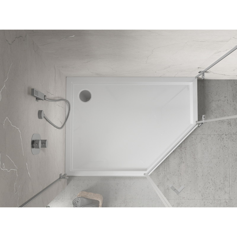 Mexen Flow+ viiekujuline dušialus vasak 100 x 90 cm, valge läige - 46P109010LH