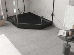 Mexen Flow+ vijfhoekige douchebak links 90 x 80 cm, zwarte mat - 46P708090LH