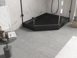 Mexen Flow+ πεντάγωνος ντους δεξιά 90 x 80 cm, μαύρο ματ - 46P708090RH