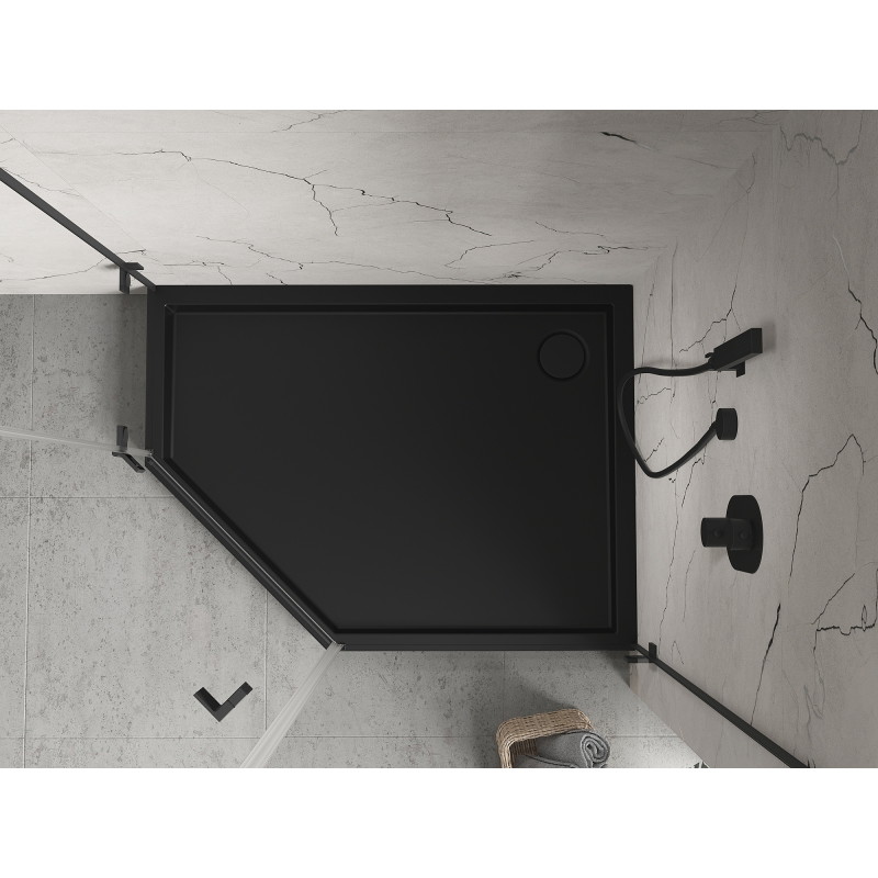 Mexen Flow+ viiekandiline dušialus parem 100 x 80 cm, must matt - 46P708010RH
