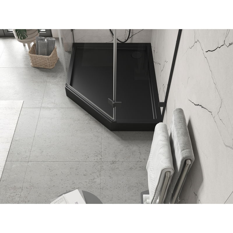 Mexen Flow+ Duschwanne fünfeckig links 100 x 90 cm, schwarz matt - 46P709010LH