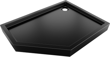 Mexen Flow+ petokutna tuš kada desna 100 x 90 cm, crni mat - 46P709010RH