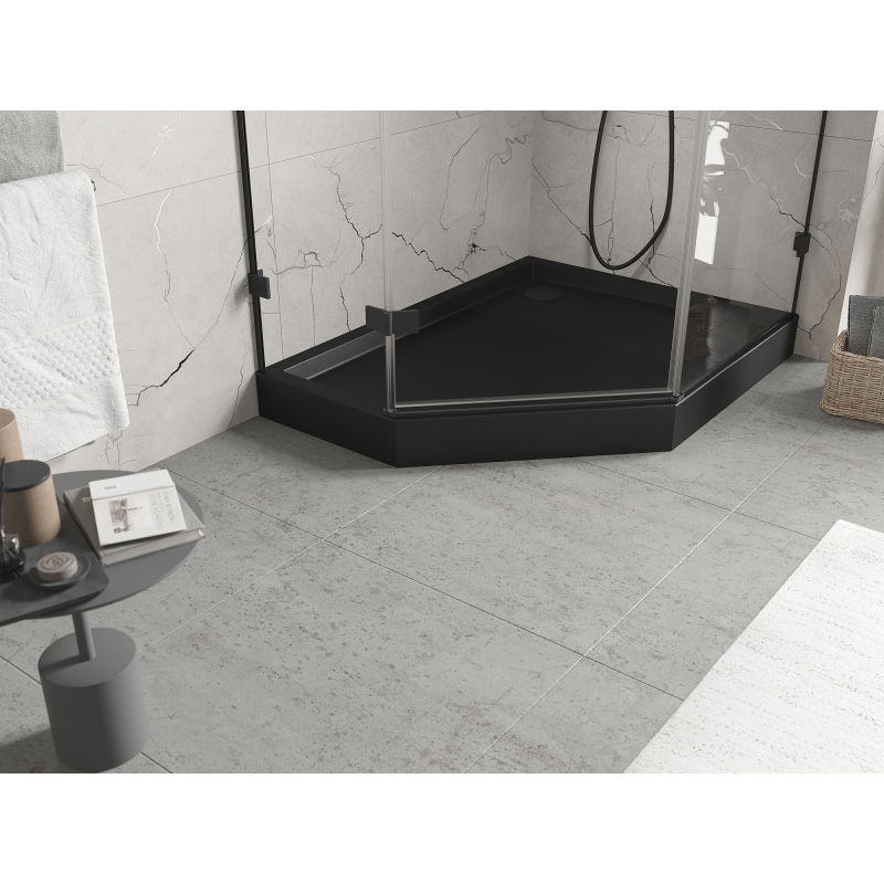 Mexen Flow+ pentagonal shower tray right 100 x 90 cm, black matte - 46P709010RH