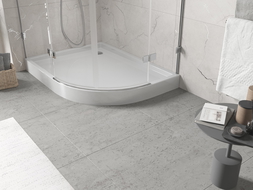 Mexen Flow+ asymmetrische, halbrunde linke Duschwanne 90 x 80 cm, weiß glanzend - 46Q108090LH