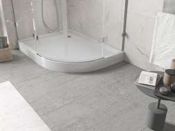 Mexen Flow+ piatto doccia semicircolare asimmetrico sinistro 90 x 80 cm, bianco lucido - 46Q108090LH