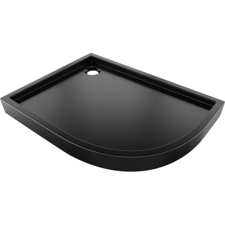 Mexen Flow+ asymmetrical left semi-circular shower tray 90 x 80 cm, black matte - 46Q708090LH