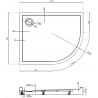 Mexen Flow+ receveur de douche semi-circulaire asymétrique gauche 100 x 80 cm, noir mat - 46Q708010LH