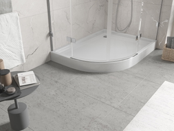 Mexen Flow+ asimetrična desna polukružna tuš kada 100 x 80 cm, bijeli sjaj - 46Q108010RH