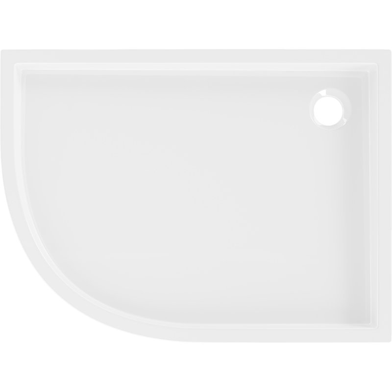 Mexen Flow+ halfronne asymmetresch riichts Duschbord 100 x 80 cm, wäiss Glanz - 46Q108010RH