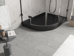 Mexen Flow+ asymmetrische kwartronde douchebak rechts 100 x 80 cm, zwarte mat - 46Q708010RH