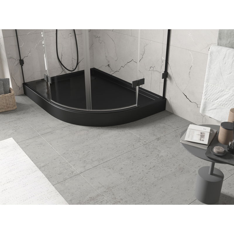 Mexen Flow+ asimetrična polkrožna tuš kad leva 100 x 90 cm, črna mat - 46Q709010LH