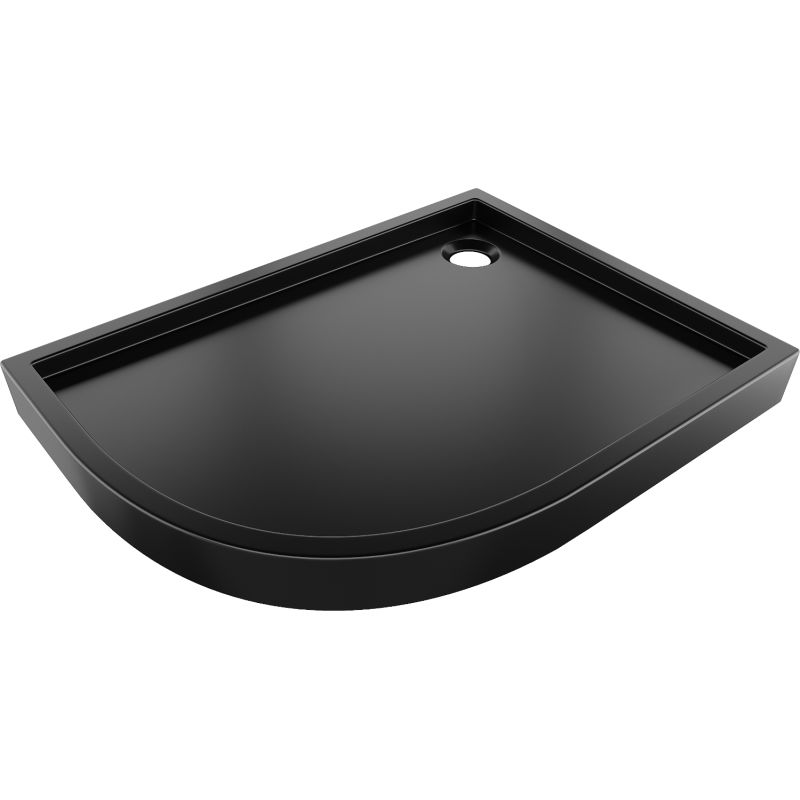 Mexen Flow+ asymmetrical right semi-circular tray 100 x 90 cm, black matte - 46Q709010RH